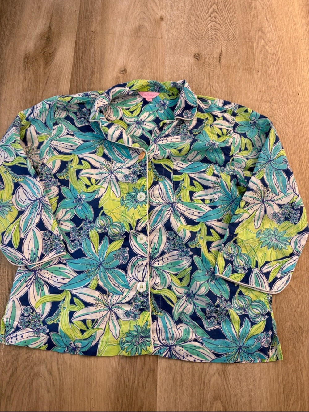 Lilly Pulitzer Pajama Top Medium - Sapphire Pool Tropical Tango - Blue/Green